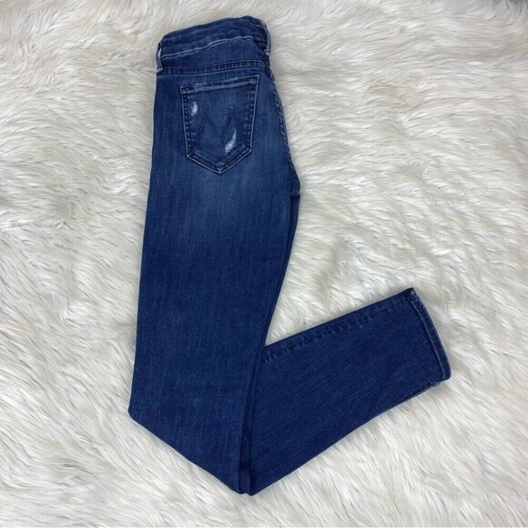Mother Women The Looker Dark Graffiti Mid-Rise Skinny Designer Jeans W24-26/L29 - Picture 5 of 15